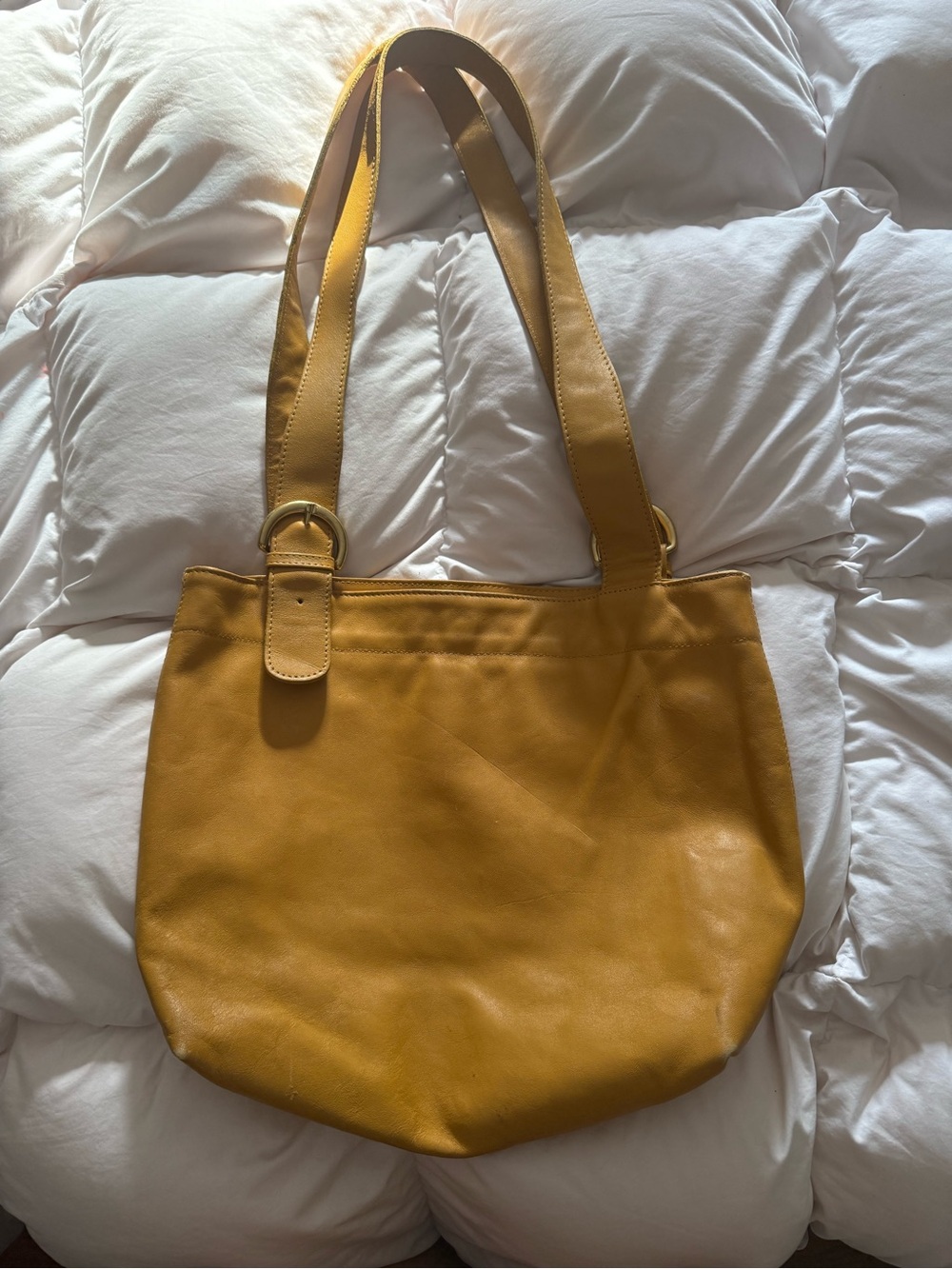 Mustard Yellow Leather Tote Bag